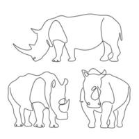 een lijn kunst tekening dier en neushoorn tekening abstract minimaal. vector