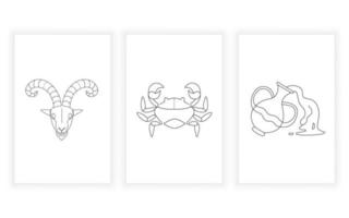 reeks van dierenriem lijn kunst , doorlopend lijn. voor logo ontwerp en afdrukbaar vector