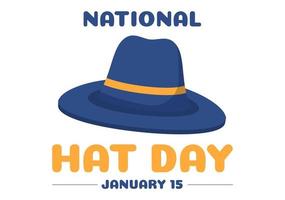 nationaal hoed dag gevierd elk jaar Aan januari 15e met fedora hoeden, pet, cloche of Derby in vlak tekenfilm hand- getrokken Sjablonen illustratie vector