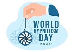 wereld hypnotisme dag met zwart en wit spiraal, veranderd staat van verstand, hypnose behandeling onderhoud in vlak tekenfilm hand- getrokken Sjablonen illustratie vector