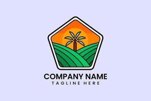 vlak palm boom boerderij logo sjabloon ontwerp logotype vector