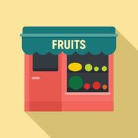 fruit straat winkel icoon, vlak stijl vector