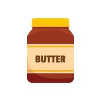 pinda boter pot icoon, vlak stijl vector