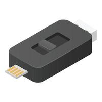 zwart USB flash icoon, isometrische stijl vector