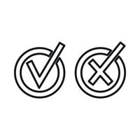 Kruis aan en kruis cirkel vorm icoon, schets stijl vector
