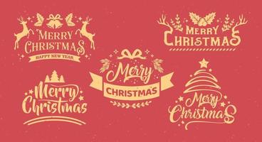 typografie reeks van Kerstmis en gelukkig nieuw jaar bloemen kaart Sjablonen. modieus retro stijl. vector ontwerp element.
