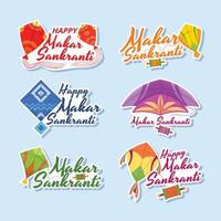 gelukkig makar sankranti stickers reeks vector