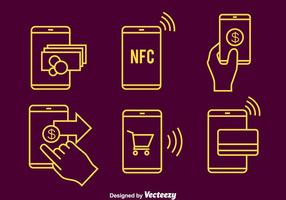 Nfc Betaling lijnpictogrammen Vector