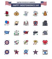 gelukkig onafhankelijkheid dag pak van 25 vlak gevulde lijnen tekens en symbolen voor dag ballonnen cola contant geld geld bewerkbare Verenigde Staten van Amerika dag vector ontwerp elementen