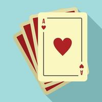 Speel fortuin kaarten icoon, vlak stijl vector