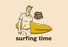 wijnoogst illustratie van Mens Holding surfing bord vector