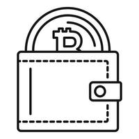 bitcoin digitaal portemonnee icoon, schets stijl vector