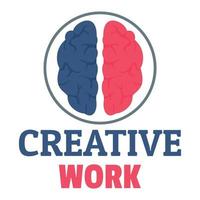 creatief hersenen werk logo, vlak stijl vector