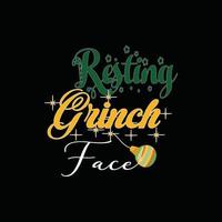 resting grinch gezicht vector t-shirt sjabloon. Kerstmis t-shirt ontwerp. kan worden gebruikt voor afdrukken mokken, sticker ontwerpen, groet kaarten, affiches, Tassen, en t-shirts.