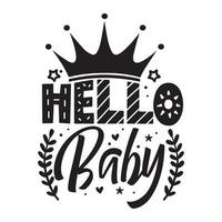 Hallo baby voor vector illustratie met hand getekend belettering Aan structuur achtergrond prints en affiches. kalligrafische krijt ontwerp