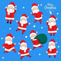 weinig de kerstman claus met divers houding gebaar illustratie reeks voor sticker of decoratie vector