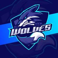 boos wolven mascotte esport logo ontwerp karakter voor gaming en sport vector