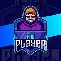 pro gebed gamer Mens mascotte karakter voor gaming esport logo ontwerpen vector