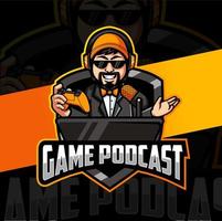 spel podcast gamer mascotte karakter voor gaming esport logo ontwerpen vector