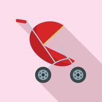 klein kinderwagen icoon, vlak stijl vector