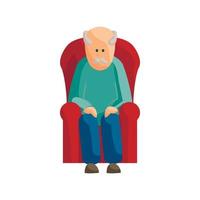 oud Mens zittend Aan stoel icoon, tekenfilm stijl vector