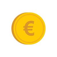 goud munt met euro teken icoon, vlak stijl vector