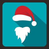 rood hoed en lang baard van de kerstman claus icoon vector