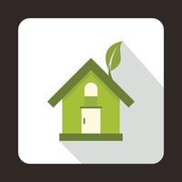 groen huis icoon, vlak stijl vector