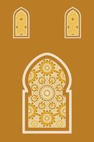 Islamitisch Arabisch oosters stijl ramen, deuren, en bogen poster reeks midden eeuw vector afbeelding. Marokkaans hedendaags abstract geometrisch.