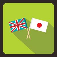 vlag van Verenigde koninkrijk en Japan icoon, vlak stijl vector
