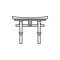 Japan poort torii icoon, schets stijl vector