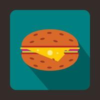 cheeseburger icoon, vlak stijl vector