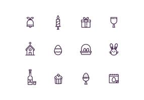 Pasen Icons in Outline Style vector