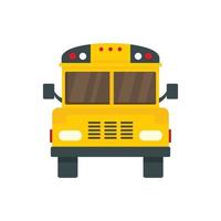 voorkant van oud school- bus icoon, vlak stijl vector