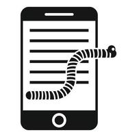 smartphone fraude worm icoon, gemakkelijk stijl vector