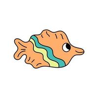 grappig kleurrijk vis geïsoleerd. schattig tekening vis. vector illustratie in tekenfilm schets stijl