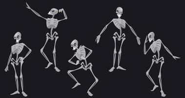 menselijk skelet karakter in verschillend poses vector