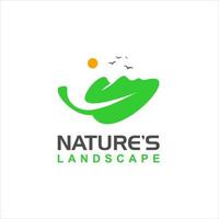 landschap logo pret illustratie met blad vector