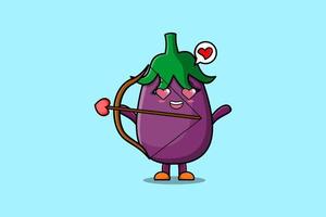 schattig tekenfilm mascotte romantisch Cupido aubergine vector