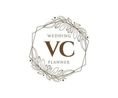 vc initialen brief bruiloft monogram logos verzameling, hand- getrokken modern minimalistisch en bloemen Sjablonen voor uitnodiging kaarten, opslaan de datum, elegant identiteit voor restaurant, boetiek, cafe in vector