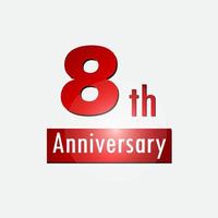rood 8e jaar verjaardag viering gemakkelijk logo wit achtergrond vector
