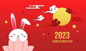 gelukkig Chinese nieuw jaar 2023 jaar van de konijn dierenriem logo achtergrond vector