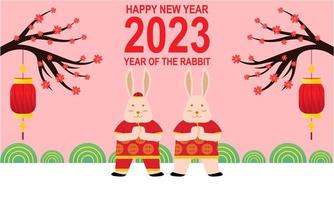 gelukkig Chinese nieuw jaar 2023 jaar van de konijn dierenriem logo achtergrond vector