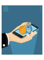 3d isometrische vlak vector concept van, restaurant en cafe online voedsel bestellen app met smartphone. geschikt voor diagrammen, infografieken, en andere grafisch middelen