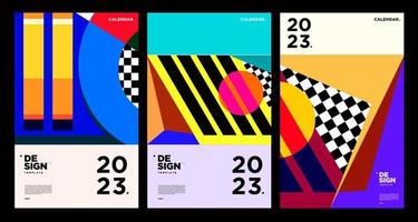 nieuw jaar 2023 kalender ontwerp sjabloon met meetkundig kleurrijk abstract. vector kalender ontwerp.