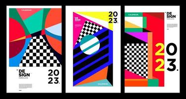 nieuw jaar 2023 kalender ontwerp sjabloon met meetkundig kleurrijk abstract. vector kalender ontwerp.