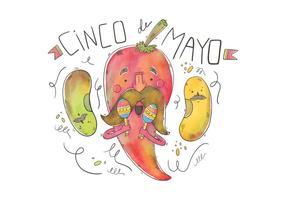 Gelukkig Jalapeno karakter met Snor voor de Cinco de Mayo Vector