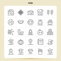 schets 25 voedsel icoon reeks vector lijn stijl ontwerp zwart pictogrammen reeks lineair pictogram pak web en mobiel bedrijf ideeën ontwerp vector illustratie