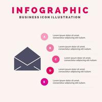 e-mail mail bericht Open solide icoon infographics 5 stappen presentatie achtergrond vector