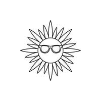 zon in bril icoon, schets stijl vector